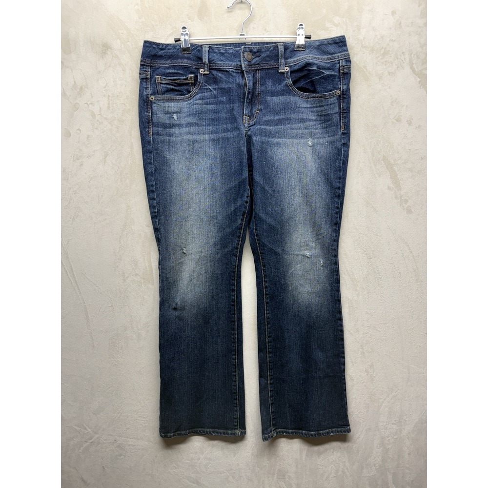 AMERICAN EAGLE Kick Boot Jean Women 12 W34 Blue Next Level Stretch Bootcut Denim